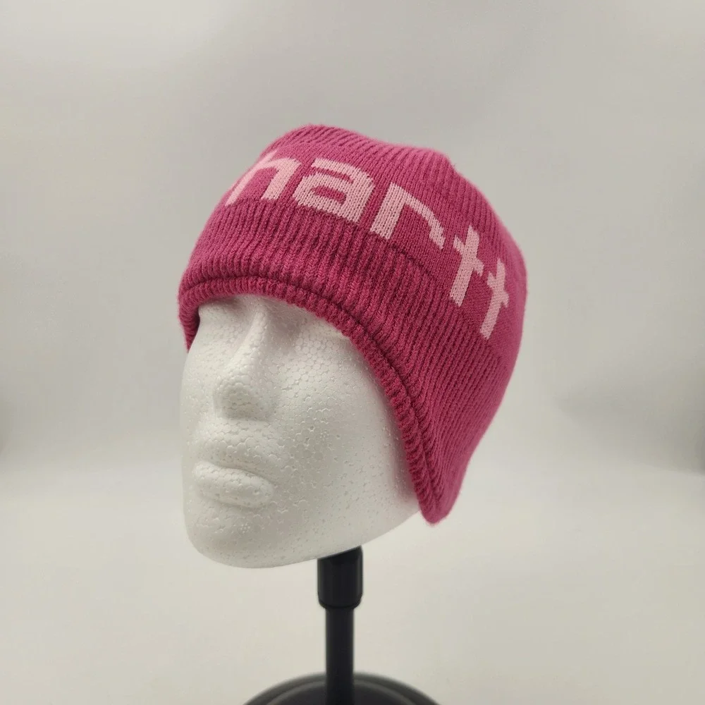 Carhartt Youth Beanie Pink Logo Knit Fleece Lined Winter Hat One‎ Size Kids